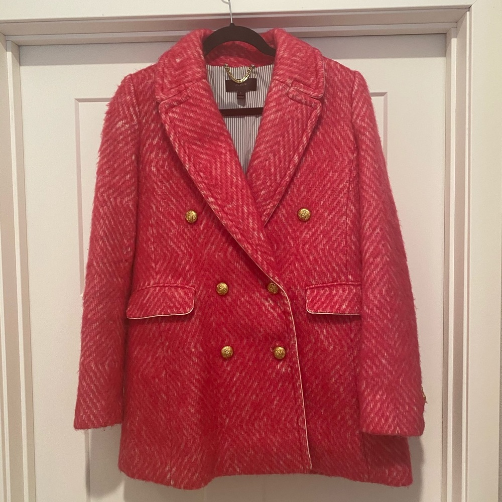 J. Crew pink pea coat